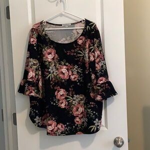 Floral Black and Pink Women's Top